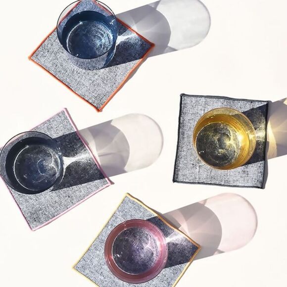 Atelier Saucier Cocktail Napkin Set Rainbow Chambray - Picture 9 of 9